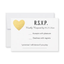RSVP Karte | Reaktion | Hochzeit | Gold-Herz