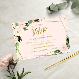 RSVP-Karte Rosa Blütenflora Quinceanera Einladung