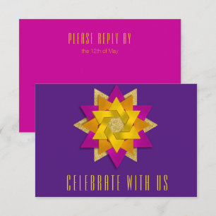 RSVP-Karte Rosa Gelbe Star-Blume Lila RSVP Karte