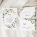 RSVP-Karte RSVP Karte<br><div class="desc">Ein modernes Blumendesign mit großartigen weißen Aquarellfarben-Blume und schwarzem Text für Ihre UAWG Hochzeitskarten. Sie können die Funktionen dieser Karte personalisieren</div>