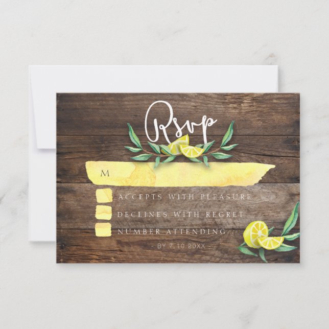 RSVP KARTE | Rustikale Hochzeit von Lemon Watercol (Vorderseite)
