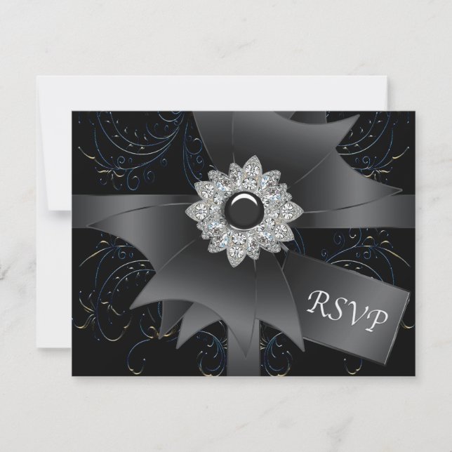 RSVP-Karte Schwarz Blau Swirl-UAWG RSVP Karte (Vorderseite)