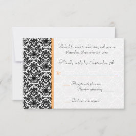 RSVP-Karte, schwarz, weiß, orange, schwarz Einladung