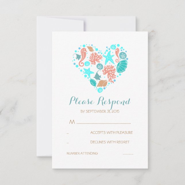 RSVP-Karte "Seaside Heart Nautical White Wedding" RSVP Karte (Vorderseite)