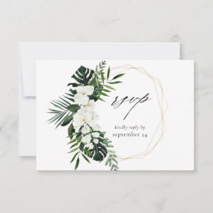 RSVP-Karte Tropical Palm & White Floral w Meal RSVP Karte