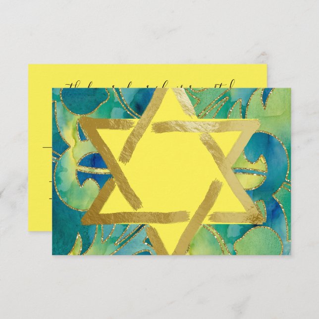 RSVP-Karte Türkisblaues Gelbes Wasser RSVP Karte (Vorne/Hinten)