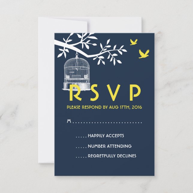 RSVP-Karte Vintager Vogelkäfig RSVP Karte (Vorderseite)
