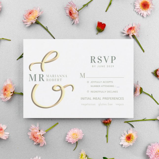 RSVP-Karte von Ampersand Sage Green Wedding RSVP Karte (Von Creator hochgeladen)