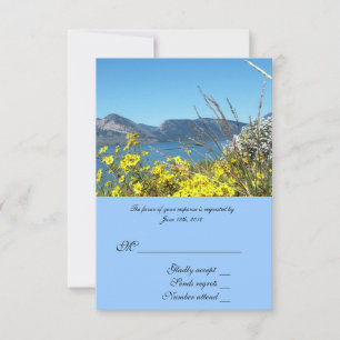 RSVP-Karte, Wildblumen und See. RSVP Karte