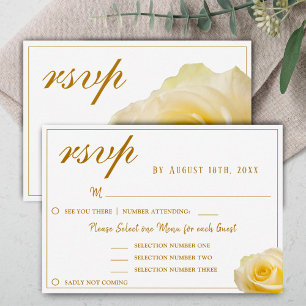 RSVP-Karte zum Hochzeitsmenü der Gelben Rose RSVP Karte