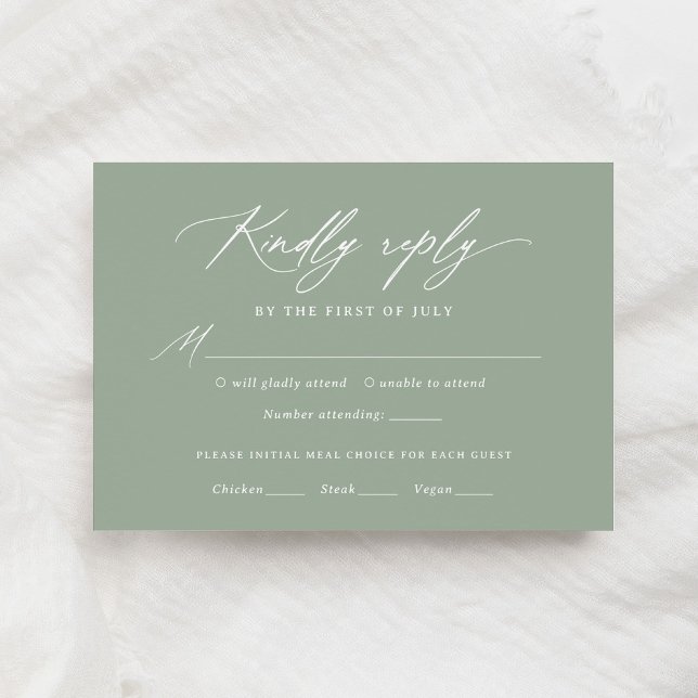RSVP-Karte zum Hochzeitsmenü der grünen Kalligrafi RSVP Karte (Von Creator hochgeladen)