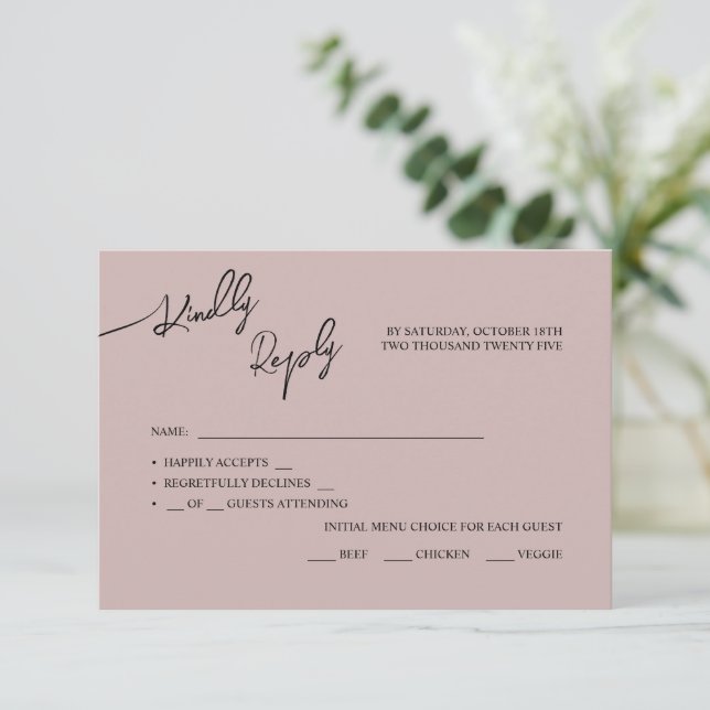 RSVP Karten Boho-chic Hochzeit, Pastellfarben. (Stehend Vorderseite)