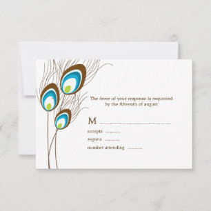 RSVP-Karten für aquamarine Pfauenfedern RSVP Karte