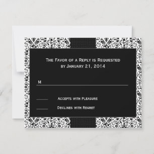RSVP-Karten für Black Damask Wedding RSVP Karte