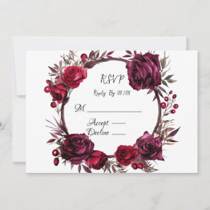 RSVP-Karten für Burgund und Rote Rose Einladung