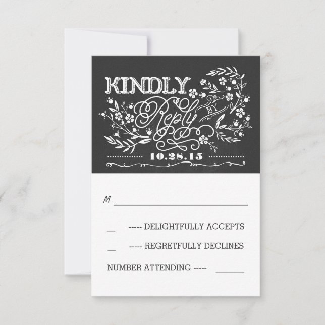 RSVP-Karten für Chalkboard-Hochzeit RSVP Karte (Vorderseite)