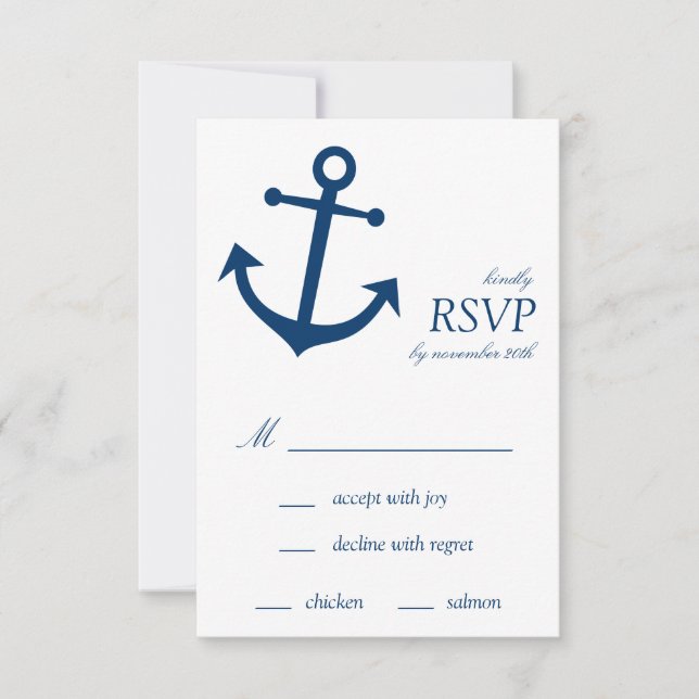 RSVP-Karten für das Ankerschiff von Schiffen (Navy RSVP Karte (Vorderseite)