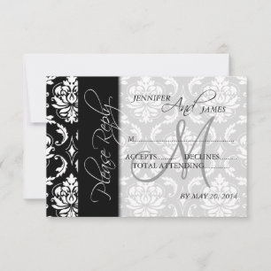 RSVP-Karten für das Hochzeitssehen, Schwarze Damas RSVP Karte