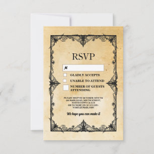 RSVP-Karten für die Hochzeit rustikaler Halloween- Einladung