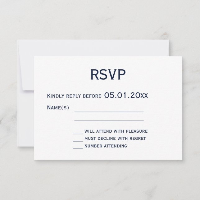 RSVP-Karten für die Hochzeit von Schwarzweiß und B RSVP Karte (Vorderseite)