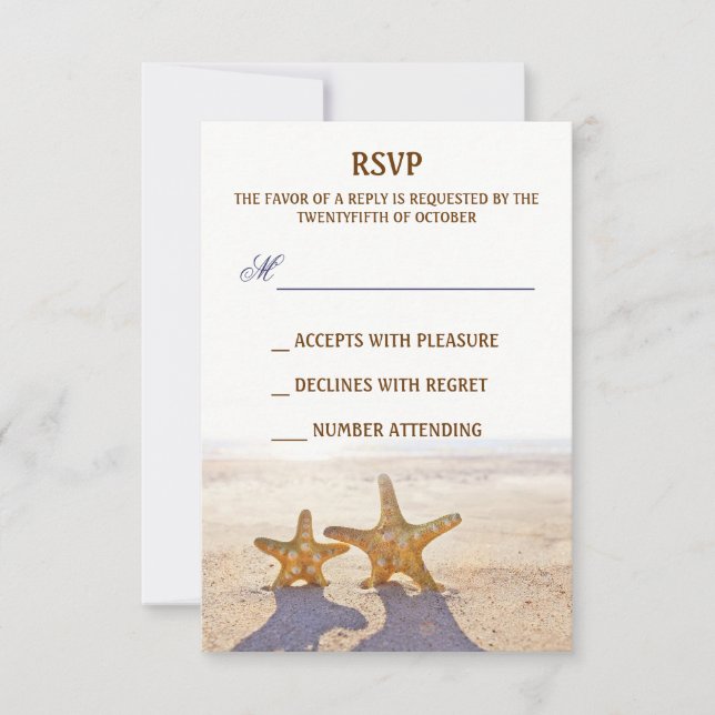 RSVP-Karten für die Hochzeit von Seestern RSVP Karte (Vorderseite)