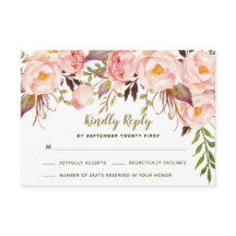 RSVP-Karten für die Hochzeit von Vintagem Rosa Pin