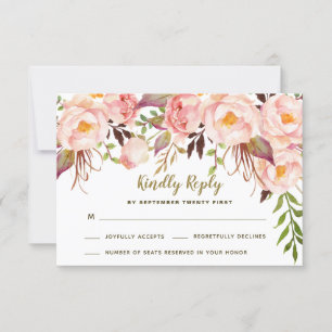 RSVP-Karten für die Hochzeit von Vintagem Rosa Pin RSVP Karte