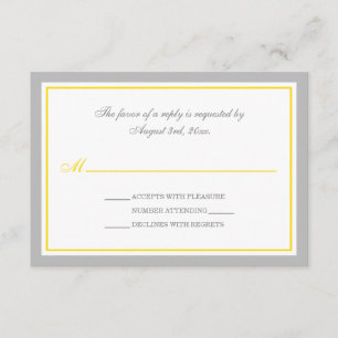 RSVP-Karten für die Hochzeitsempfehlung in Grau un RSVP Karte