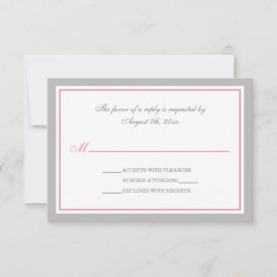 RSVP-Karten für die Hochzeitsempfehlung in Grau un RSVP Karte