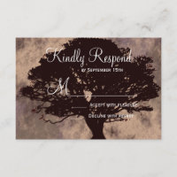 RSVP-Karten für die Silhouette von Herbst-Eichen