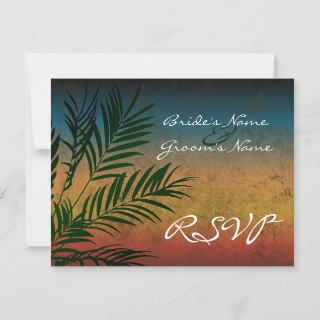 RSVP-Karten für die Verzweigung Sunset Palm Tree RSVP Karte (Vorderseite)