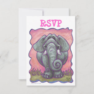 RSVP-Karten für Elephant Party Center RSVP Karte