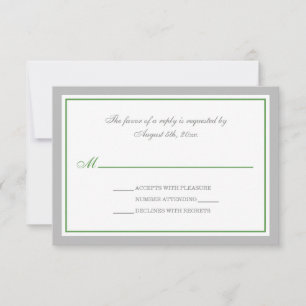 RSVP-Karten für graue und grüne Hochzeitsempfehlun RSVP Karte