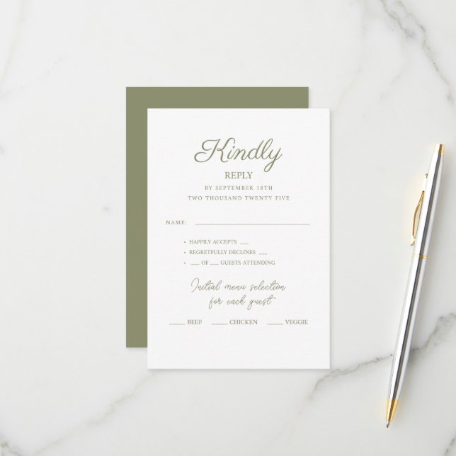 RSVP Karten für Hochzeiten. (Vorderseite/Rückseite Beispiel)