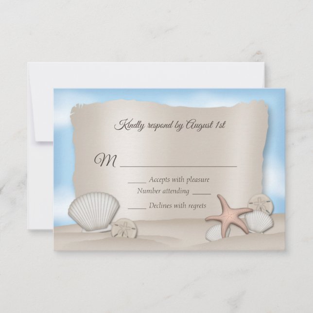 RSVP-Karten für Hochzeiten am Strand RSVP Karte (Vorderseite)