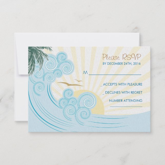 RSVP-Karten für Hochzeiten am Strand RSVP Karte (Vorderseite)