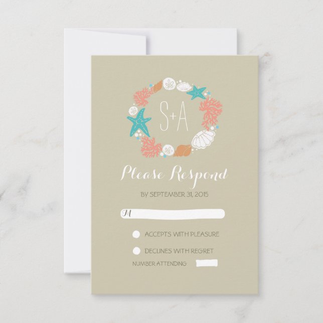 RSVP-Karten für Hochzeiten am Strand RSVP Karte (Vorderseite)