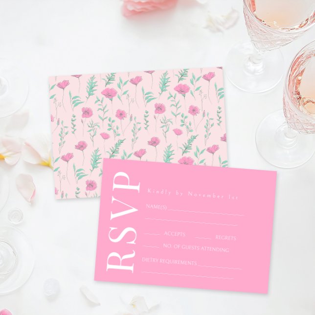 RSVP-Karten für Hochzeiten, Aquamarin, rosa, flora RSVP Karte (Von Creator hochgeladen)