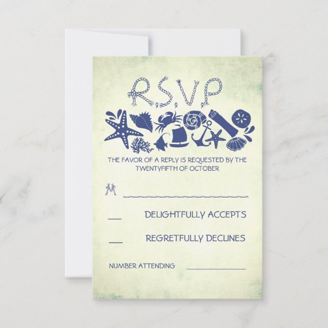 RSVP-Karten für Hochzeiten auf Wasserstränden RSVP Karte (Vorderseite)