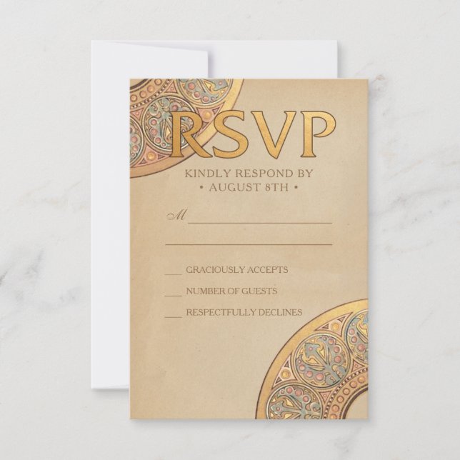 RSVP-Karten für Hochzeiten | Gold Nouveau Deko RSVP Karte (Vorderseite)