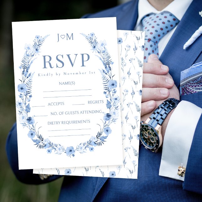 RSVP-Karten für Hochzeiten in blauer Wildblume RSVP Karte (Von Creator hochgeladen)