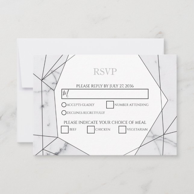 RSVP-Karten für Hochzeiten mit elegantem geometris RSVP Karte (Vorderseite)