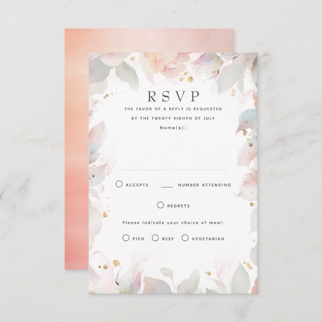 RSVP-Karten für Hochzeiten mit heller, floraler Ob RSVP Karte (Vorne/Hinten)