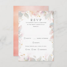 RSVP-Karten für Hochzeiten mit heller, floraler Ob