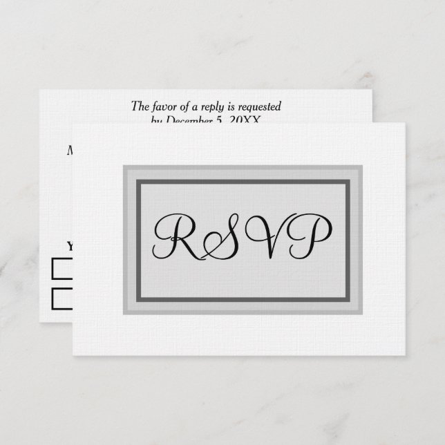 RSVP-Karten für Hochzeiten schwarz RSVP Karte (Vorne/Hinten)