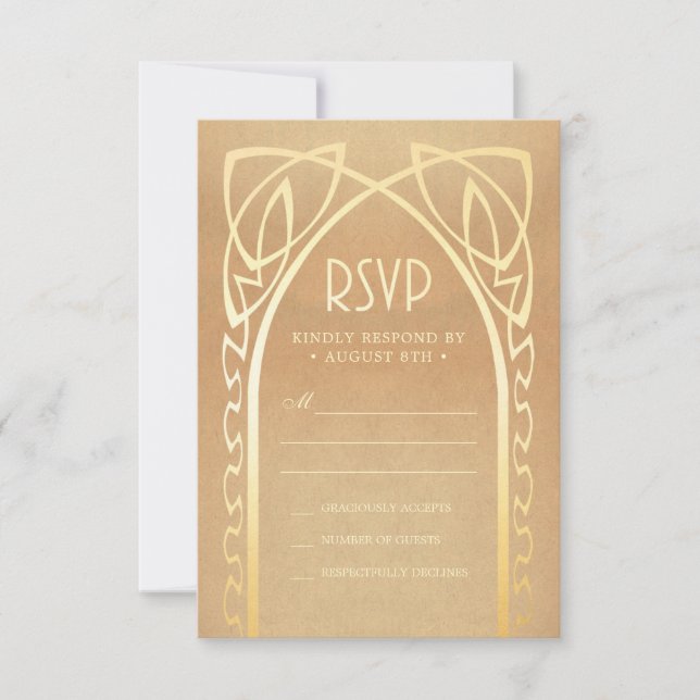 RSVP-Karten für Hochzeiten | Vintages Nouveau RSVP Karte (Vorderseite)