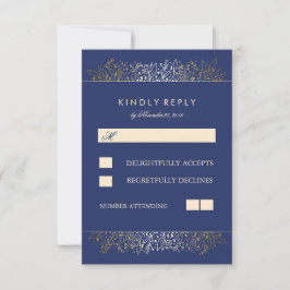 RSVP-Karten für Hochzeiten von Gold Gipskraut Navy RSVP Karte