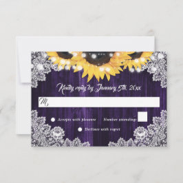 RSVP-Karten für Hochzeiten von lila Holz RSVP Karte