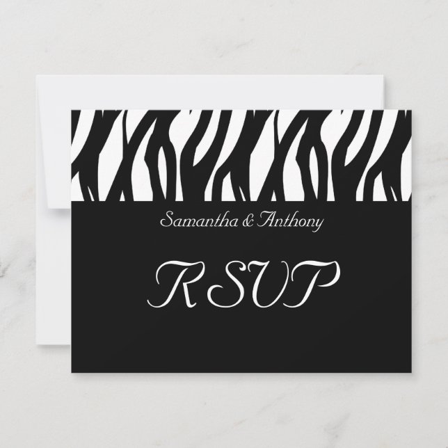 RSVP-Karten für Hochzeiten von Schwarz/Weiß-Modern RSVP Karte (Vorderseite)