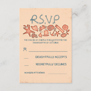 RSVP-Karten für Hochzeiten von Seekorallen RSVP Karte